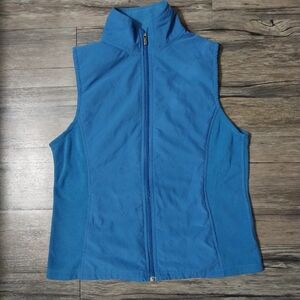 Columbia Softshell Fleece Sides Vest Women M Blue Full Zip Vest